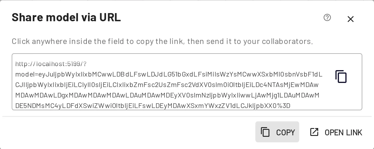 Sharing a model as a compressed link